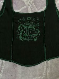 Mushroom Moon black Crop Top