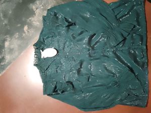 Green Bishop Sleeves Ruffles Georgette To T