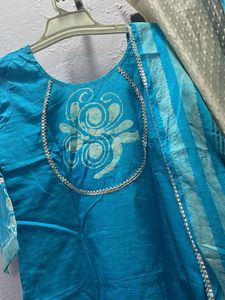 🩵Sky Blue Batik print designer Kurta Set🩵
