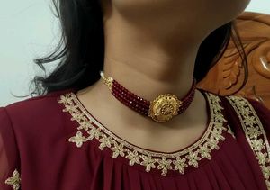 Elegant Maroon & Gold Choker