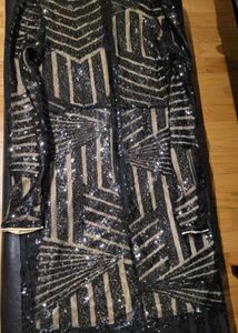 URBANIC Black And Nude Sequinned Bodycon Dress
