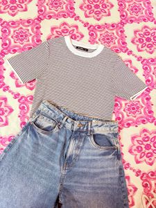 Zudio Striped Crop Top