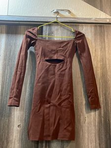 Brown Cutout Mini Dress