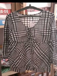 Gingham Tie-Neck Top
