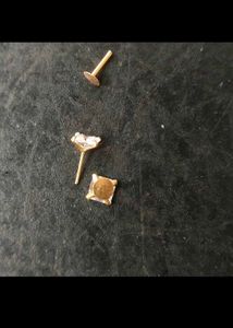 22k Pure Gold Square Dimond Stud Earrings