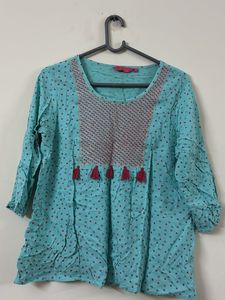 Cute Blue Tassel Top