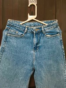 Blue Wide-Leg Denim Jeans