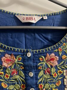 Biba Yoke Design Blue Floral Kurta