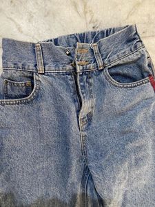 Light Blue High Waist Jeans With Strips