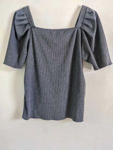 Heathered Square Neck Cute Girl Top