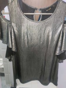 Metallic Cold Shoulder Top Party wear