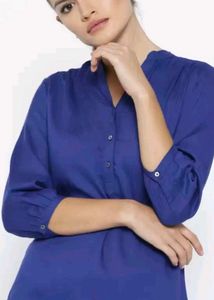 Park Avenue Women Blue Solid Shirt Style Top