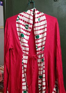 Funky Red Patterned Top Or Shrug