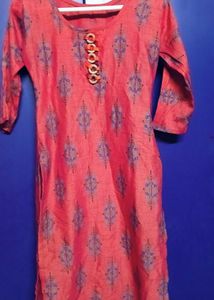 Red Colour Printed Kurti