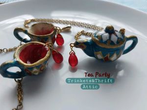 Handmade Teapot &amp; cup set Dangle Necklace/Earring