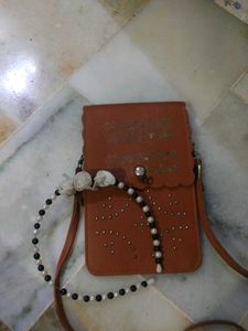 Brown Studded Crossbody Bag Combo With Hair Band