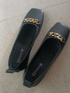 Black Chain Detail Ballerinas