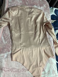 Satin Bodysuit With Shoulder Pads