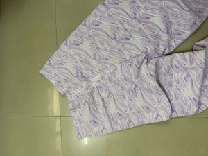 Abstract Wave Print Wide Leg Trouser
