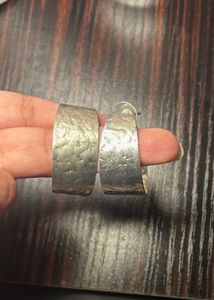 Hammered Silver Hoop Earrings