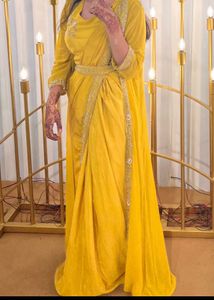 Elegant Mustard Velvet Saree