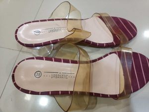 Transparent Strip, Maroon Color Urbantic Heels