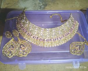 Elegant Gold & Pink Rhinestone Jewelry Set