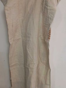 Half White Kurti With Brown Thread Work