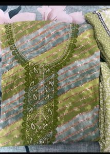 Green Printed Kurta Set