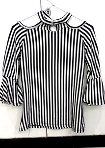 Formal  Black And White Top For Women