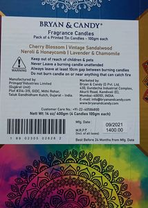 Bryan &amp; Candy Fragrance Candles - Pack Of 4(100gm Each)