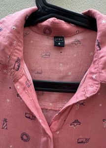 Pink Printed Button-Down Shirt