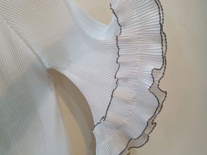 White Crinkle Ruffle Sleeves Top