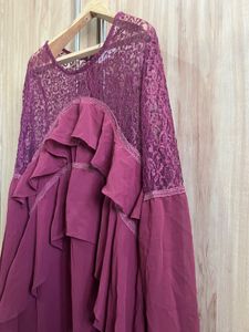 Elegant Burgundy Lace Dress- Size L