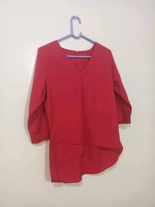 Red V-Neck Top