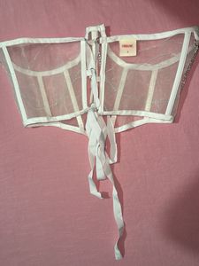 White Sheer Chain Corset Top