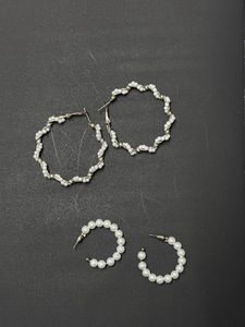 Pearl Hoop Earring Set