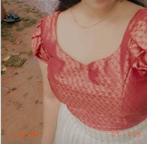 White Net Lehanga And Red Prince Cut Blouse