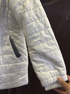 Warm Hooded Bomber White Jacket For Women