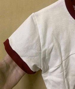 White Red Lining Top