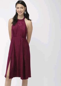 Elegant Burgundy Halter Dress