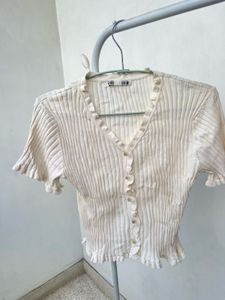 Cute Ruffled Button-Up Top