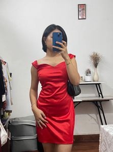 H&M Red Satin Mini Dress