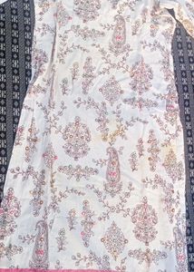 White Floral Print Kurti And Salwar