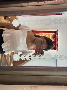 White Smocked Off-Shoulder Crop Top