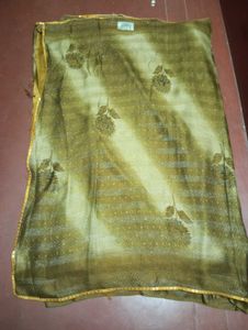 Elegant Olive Green Floral Saree