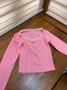 Pink Couquette Long Sleeve Top