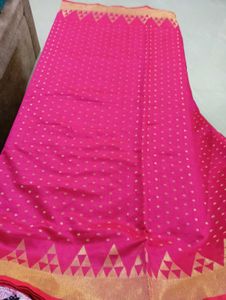 Dark Pink Saree With Zari Border & Full Body