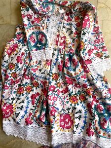 Floral Print Short Dress Kurti