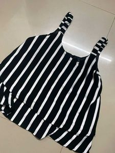 Striped Sleeveless Layered Tank Top